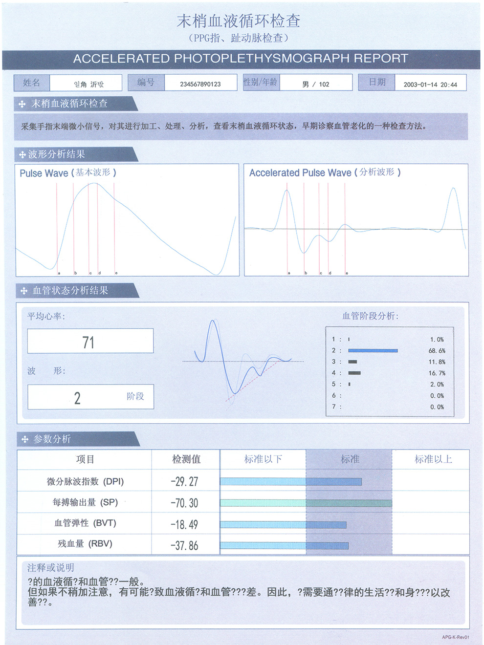 APG 报告单